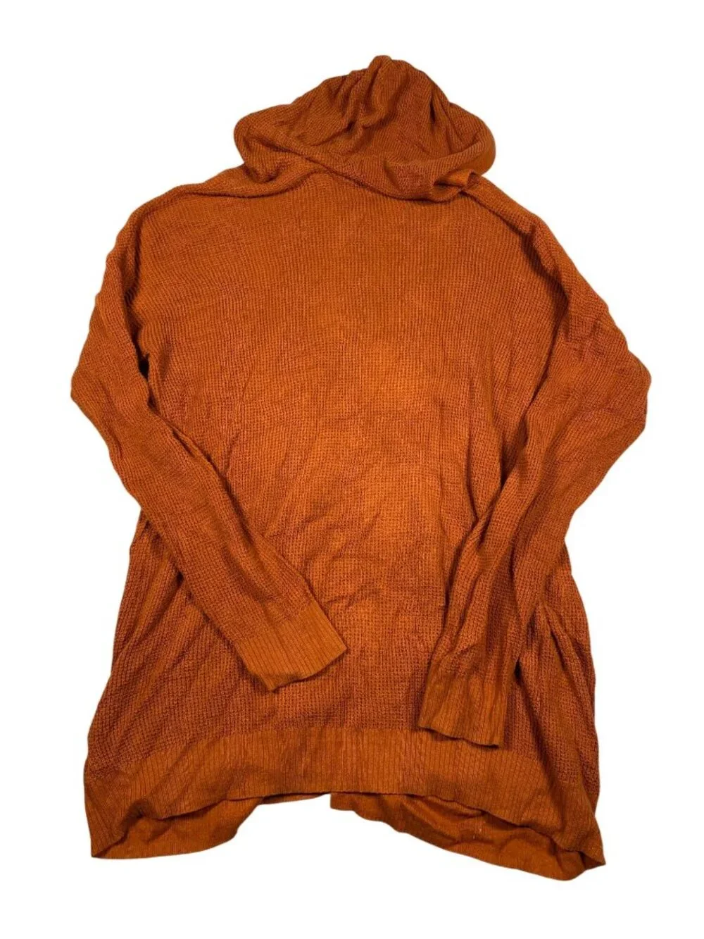 Peyton Primrose Womens Hooded Open-Front Rust Orange Cardigan L 100% Cotton